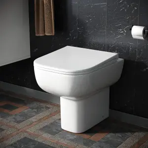 Nes Home Modern Back To Wall Toilet Pan & Soft Close Seat