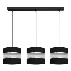 Luminosa Helen Straight Bar Pendant Ceiling Light Black, Silver 65cm