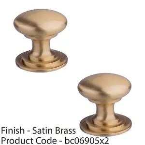 2 PACK - Victorian Tiered Door Knob - 42mm Satin Brass Cabinet Pull Handle Round Rose