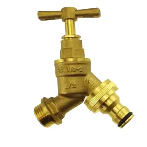 1/2" Outside Garden Brass Tap Elbow Adaptor Pipe Bib Hose