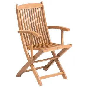 Set of 2 Garden Chairs with Cushions MAUI Acacia Wood Off-White