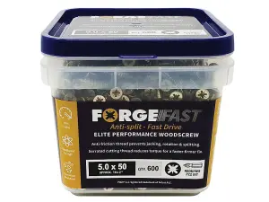 ForgeFix FFP550YT ForgeFast Pozi Compatible Elite Performance Wood Screw ZY 5.0 x 50mm Tub 600 FORFFP550YT