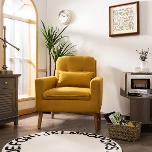 Costway Modern Upholstered Accent Sofa Chair Button Tufted Armchair Leisure Lounge Chair Yellow