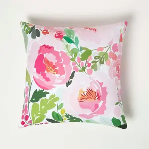 Homescapes Pink Peony Outdoor Cushion 45 x 45 cm, Set of 2