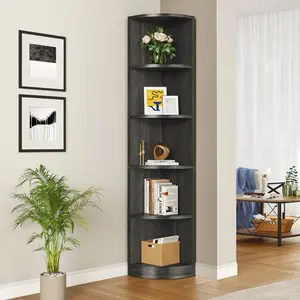 180.1cm H x 29.7cm W Corner Bookcase Grey