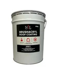 Njl Direct Brushacryl One Coat Leaksealer Waterproof Roof Coating Fibre Reinforced Grey 20KG