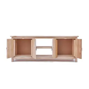 Portofino Light Wood 2 Door TV Cabinet Brass Drop Handle