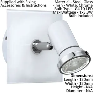 2 PACK Wall Light IP44 Bathroom Colour White Chrome Shade GU10 3.3W Included