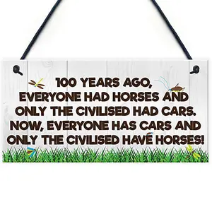 Red Ocean Civilised Horses Funny Barn Stable Door Pony Gift Haging Plaque Equestrian Sign