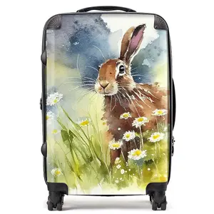 Hare And Daisies Watercolour Suitcase - Medium