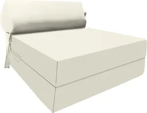 Fold Out Z Bed Chair Sofa Lounger With Pillow - Cream