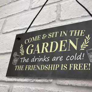 Come Sit In The Garden Sign Hanging Door Sign Garden Shed Summerhouse Plaque