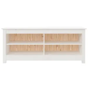 Berkfield Shoe Bench White 110x38x45.5 cm Solid Wood Pine