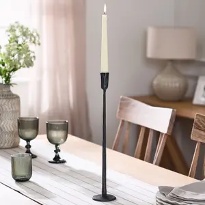 Traditional Antique Black Slim Candle Holder Table Centerpiece Candle Stick 42cm