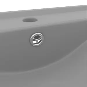 Berkfield Luxury Basin with Faucet Hole Matt Light Grey 60x46 cm Ceramic