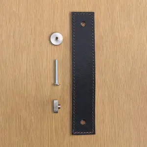 Brown Leather Handle With Knurling Fixing - Stainless Steel