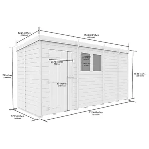 DIY Sheds 13x5 Pent Shed - Single Door With Windows