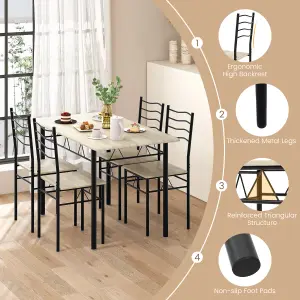 Costway 5 PCS Dining Table Set w/ Rectangular Tabletop Industrial Kitchen Table 4 Chairs Set