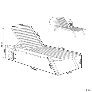 Sun Lounger Wood Light Wood CESANA