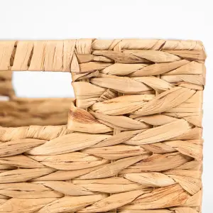 Natural 1 x Storage Cube Folding Rope Organiser Woven Wicker Hamper Strong Box