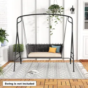 Costway Outdoor Metal Swing Frame Sturdy A-Shaped Porch Swing Stand w/ Extra Side Bars