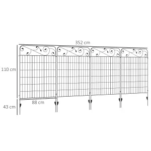 Outsunny Decorative Garden Fencing 4PCs 43in x 11.5ft Metal Border Edging