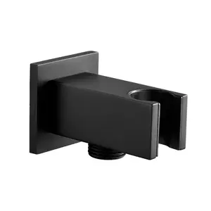 ENKI Matte Black Square Solid Brass Shower Head Holder with Outlet O07