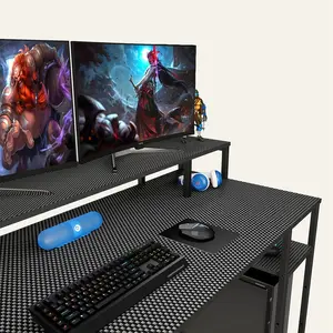 Kinslee 55inch Computer Desk, Office Work Desk with Monitor Stand Carbon Black