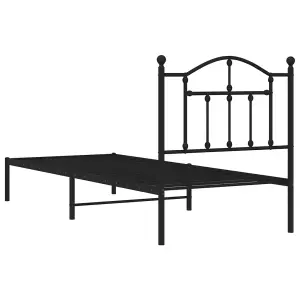 Berkfield Metal Bed Frame with Headboard Black 90x190 cm