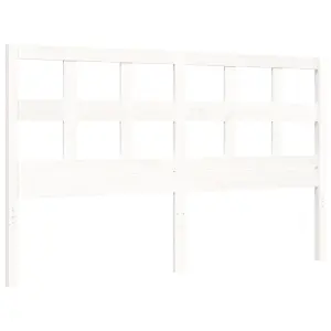 Berkfield Bed Frame with Headboard White King Size Solid Wood