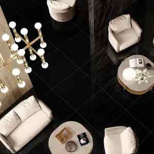 Colours Livourne Black High gloss Porcelain Wall & floor Tile Sample