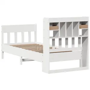 Berkfield Bed Frame without Mattress White 75x190 cm Small Single Solid Wood Pine