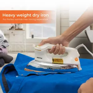 Geepas 1200W Heavy Weight Dry Iron Non Stick Sole Plate Overheat Protection