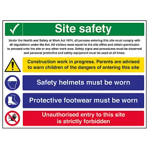 Multi Hazard Footwear Site Safety Sign Rigid Plastic - 600x450mm (x3)