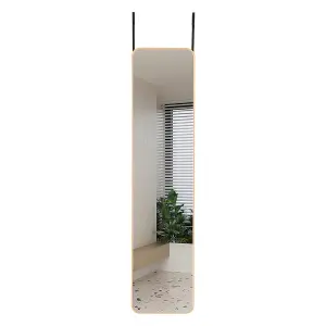 Gold Rectangle Full Length Mirror Wall Mounted or Over The Door Floor Mirror Framed Mirror Round Corner 28 x 118 cm