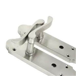 Epsom Door Handles Bathroom Lock Scroll Lever - Satin Pack