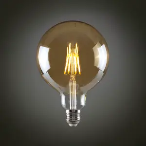 ValueLights Pack of 2 Retro Style 6w LED Filament ES E27 Giant Globe Amber Tinted Light Bulbs 2700K Warm White