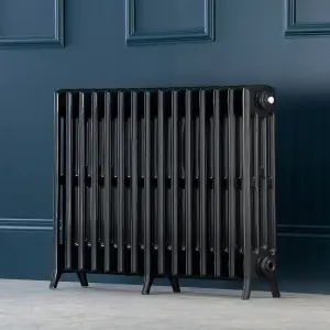 Arroll Edwardian Cast aluminium Anthracite Grey 15 Column Radiator, (W)906mm x (H)650mm