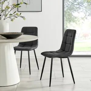 Zurich Black Faux Leather Dining Chair - Modern Elegance and Comfort Set of 4