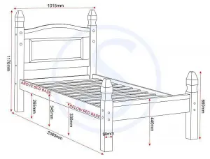 Corona 3ft Single Bed Low Foot End in Distressed Waxed Pine