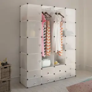 Modular Cabinet with Compartment Storage Cabinet Clothes Organizer White