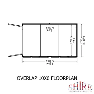 Shire Overlap 10x6 Double Door Shed with Windows