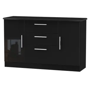 Harrow 2 Door 3 Drawer Sideboard in Black Gloss (Ready Assembled)