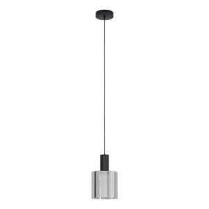 Pendant Ceiling Light Colour Black Shade Black Transparent Glass Vaporized E27 1x40W