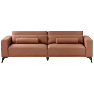 3 Seater Faux Leather Sofa Brown ANGE