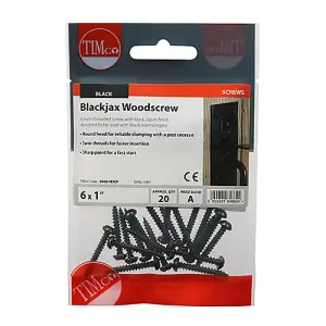 TIMCO Twin-Threaded Round Head Black Woodscrews - 6 x 1 (20pcs)