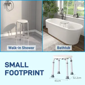 HOMCOM Bath Chair Height Adjustable Shower Seat for Elderly Disabled White