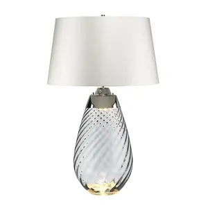 Table Lamp Off White Shade & Smoke tinted Glass LED E27 60W d01885