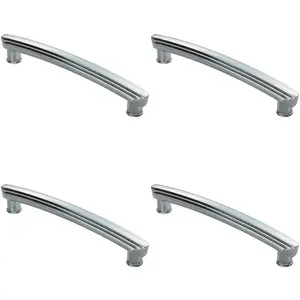 4x Ridge Design Curved Cabinet Pull Handle 160mm Fixing Centres Polished Chrome