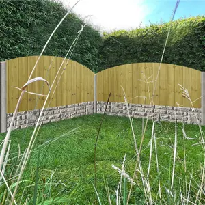 Dome Top Tongue & Groove Fence Panel (Pack of 5) Width: 6ft x Height: 2ft Vertical Interlocking Planks Fully Framed